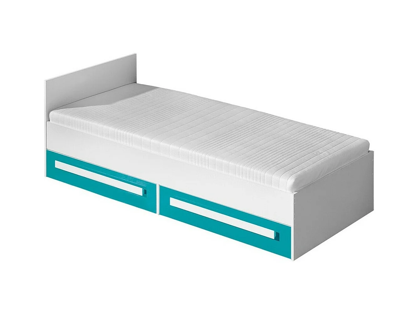 Letto Merevari 102, Singolo, Turchese, 90x200, Truciolare laminato, Con, 94x203x71cm