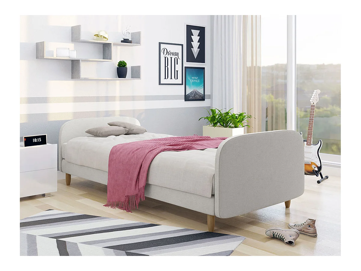 Cama Memphis 125, Individuales, Gris, 90x200, Tapiz, Somieres, 90x210x63cm