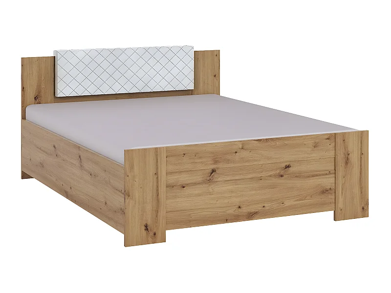 Cama Catromi 101, Doble, De color marrón claro, 160x200, Aglomerado laminado, Somieres,