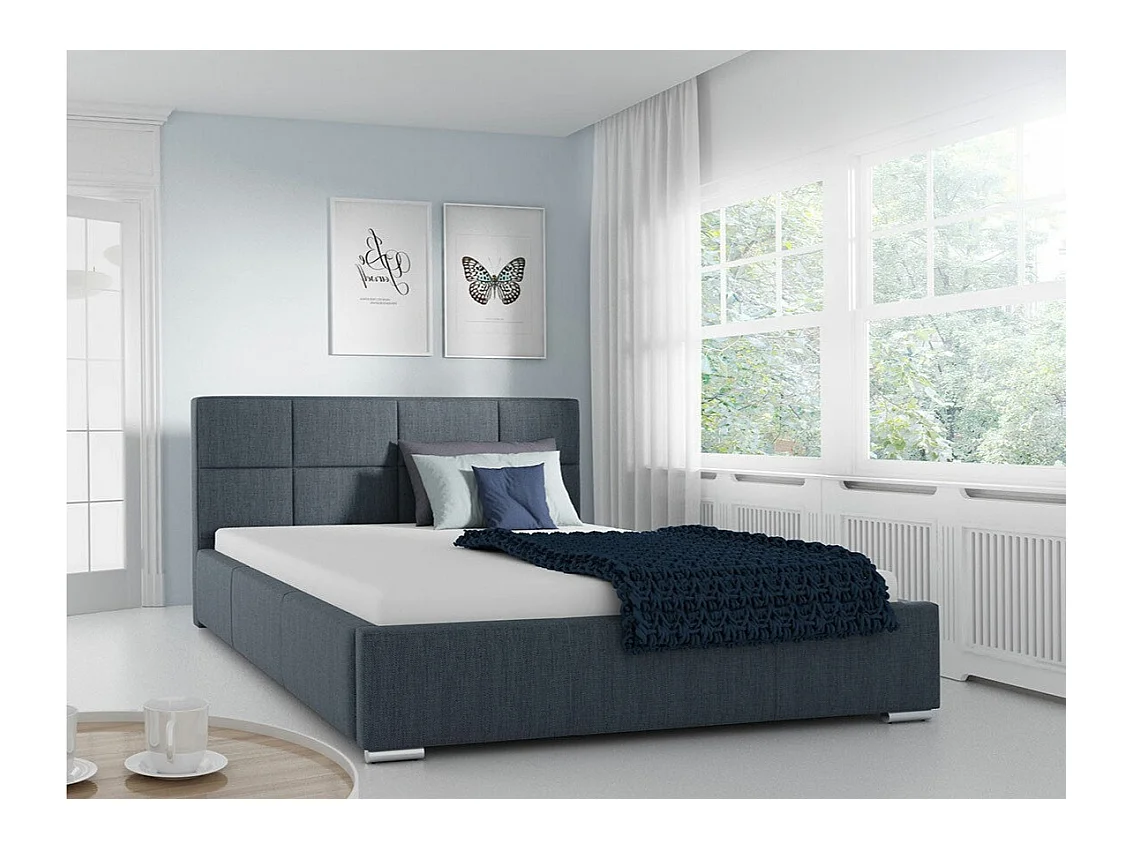 Cama Baltimore 122, Casal, Cinzento, Tecido, Estrados de cama