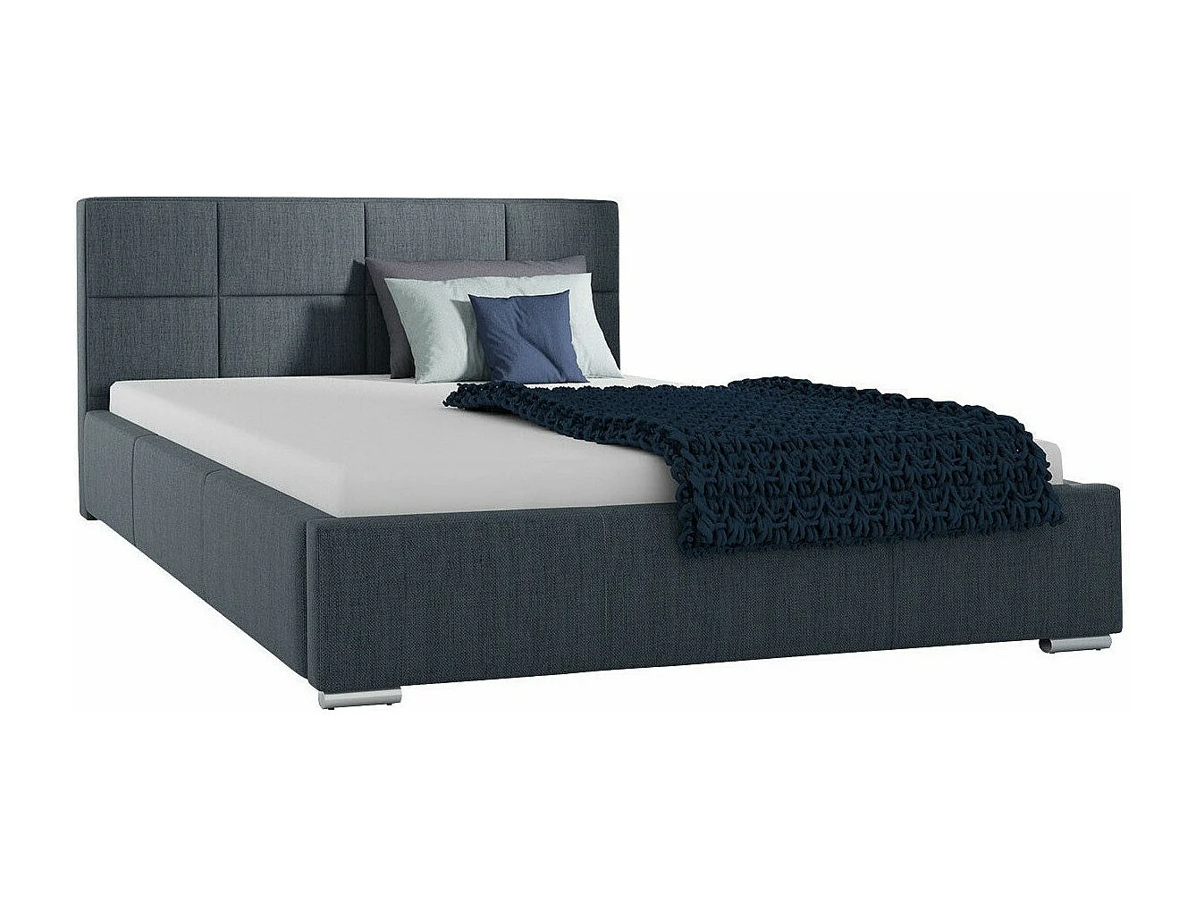 Lit Baltimore 122, Double, Gris, 160x200, Tissu, Disponible, 178x222x92cm