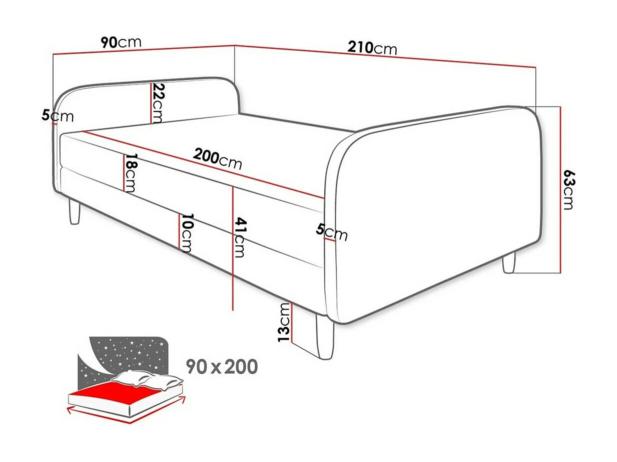 Cama Memphis 125, Individuales, Marrón, 90x200, Tapiz, Somieres, 90x210x63cm