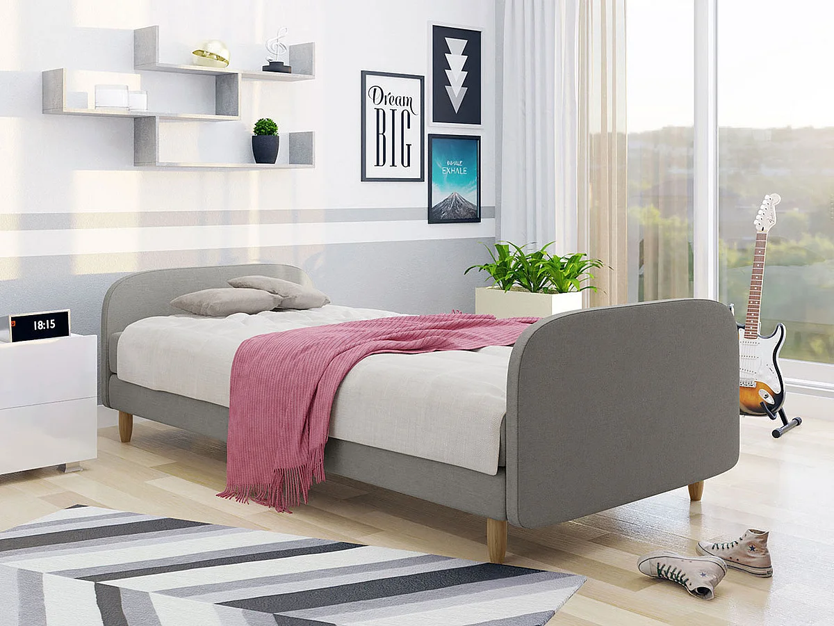 Cama Memphis 125, Individuales, Marrón, 90x200, Tapiz, Somieres, 90x210x63cm