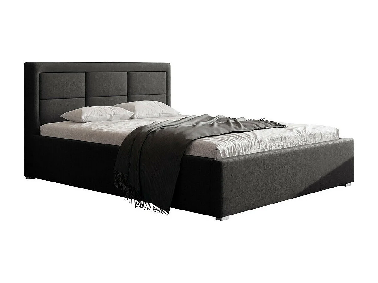 Cama Pomona 102, Doble, Gris, 160x200, Tapiz, Somieres, 180x223x93cm