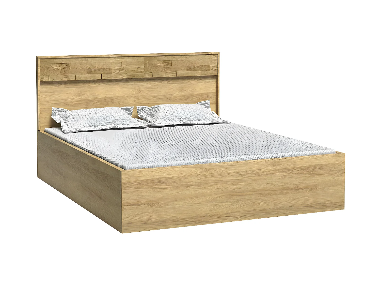 Letto Etrmoni 113, Doppio, Nocciola, 160x200, Truciolare laminato, Con, 167x207x100cm