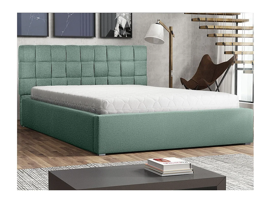 Letto Pomona 106, Doppio, Turchese, 140x200, Arazzo, Con, 160x223x93cm