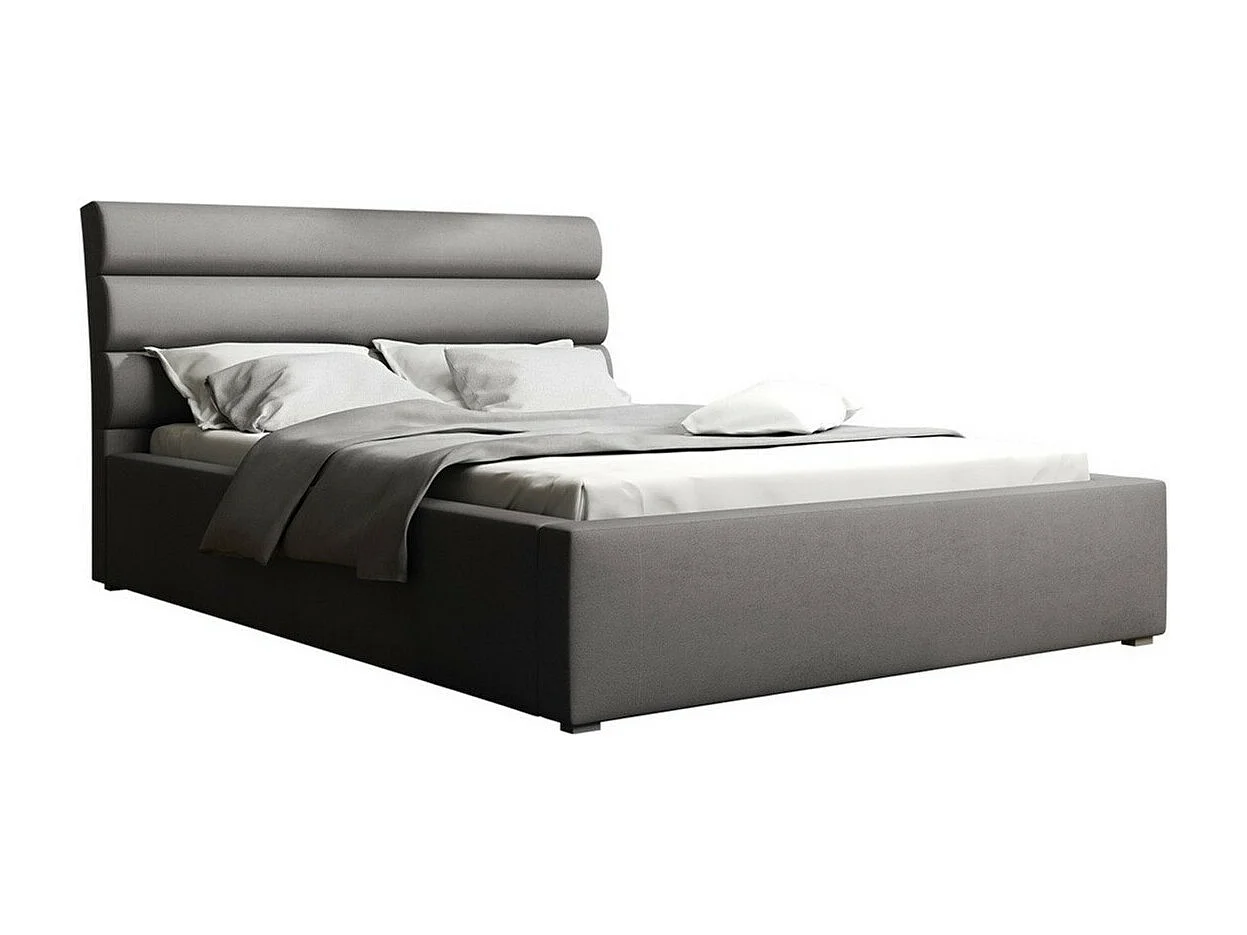Cama Pomona 110, Doble, Gris, 140x200, Tapiz, Somieres, 160x223x100cm