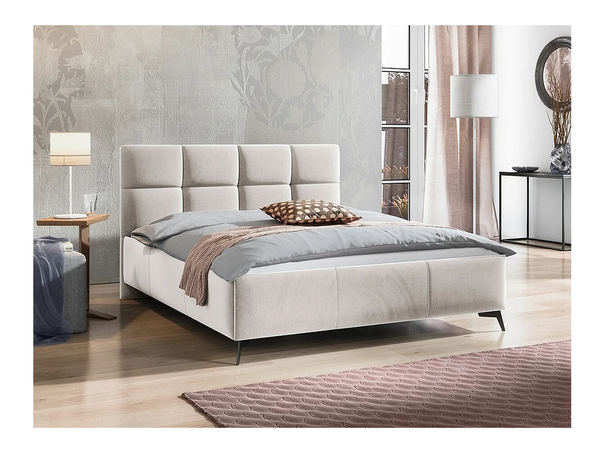 Cama ComfiDream 172, Doble, De color marrón claro, 140x200, Tapiz, Somieres, 149x216cm