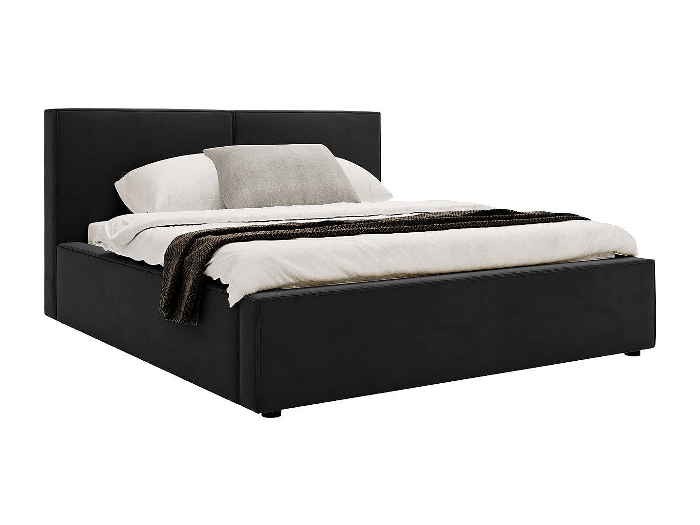 Cama TrendyNest 117, Doble, Negro, 180x200, Tapiz, Somieres, 200x223x98cm