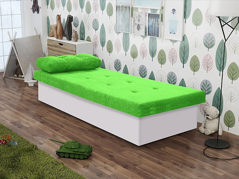 Letto Dover 100, Singolo, Verde, 80x190, 80x190x39cm