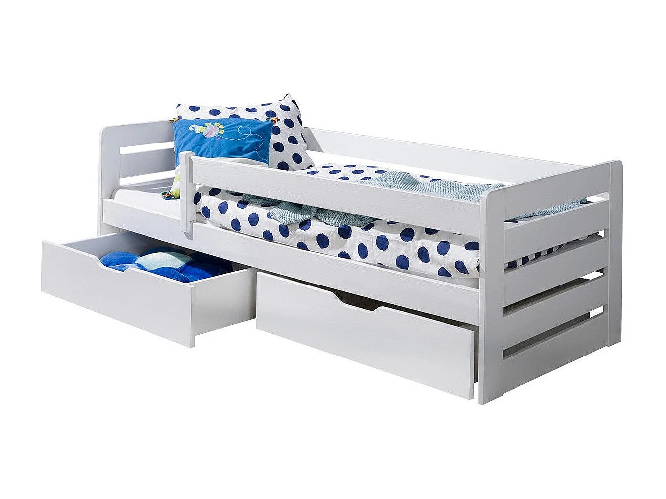 Cama Henderson 135, Individuales, Blanco, 80x180, Madera, Somieres, 87x185x63cm