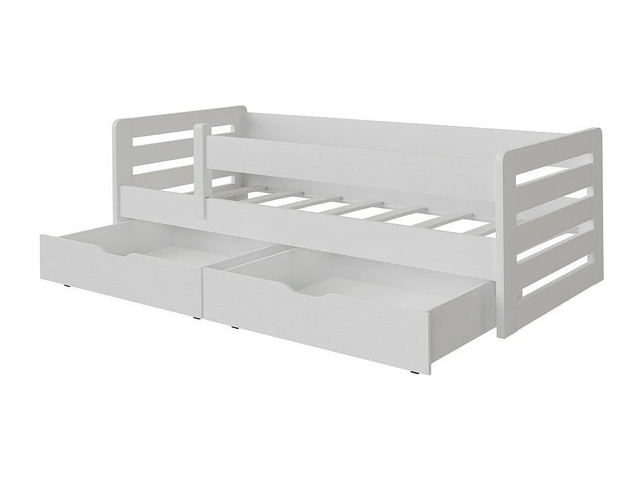 Cama Henderson 135, Individuales, Blanco, 80x180, Madera, Somieres, 87x185x63cm
