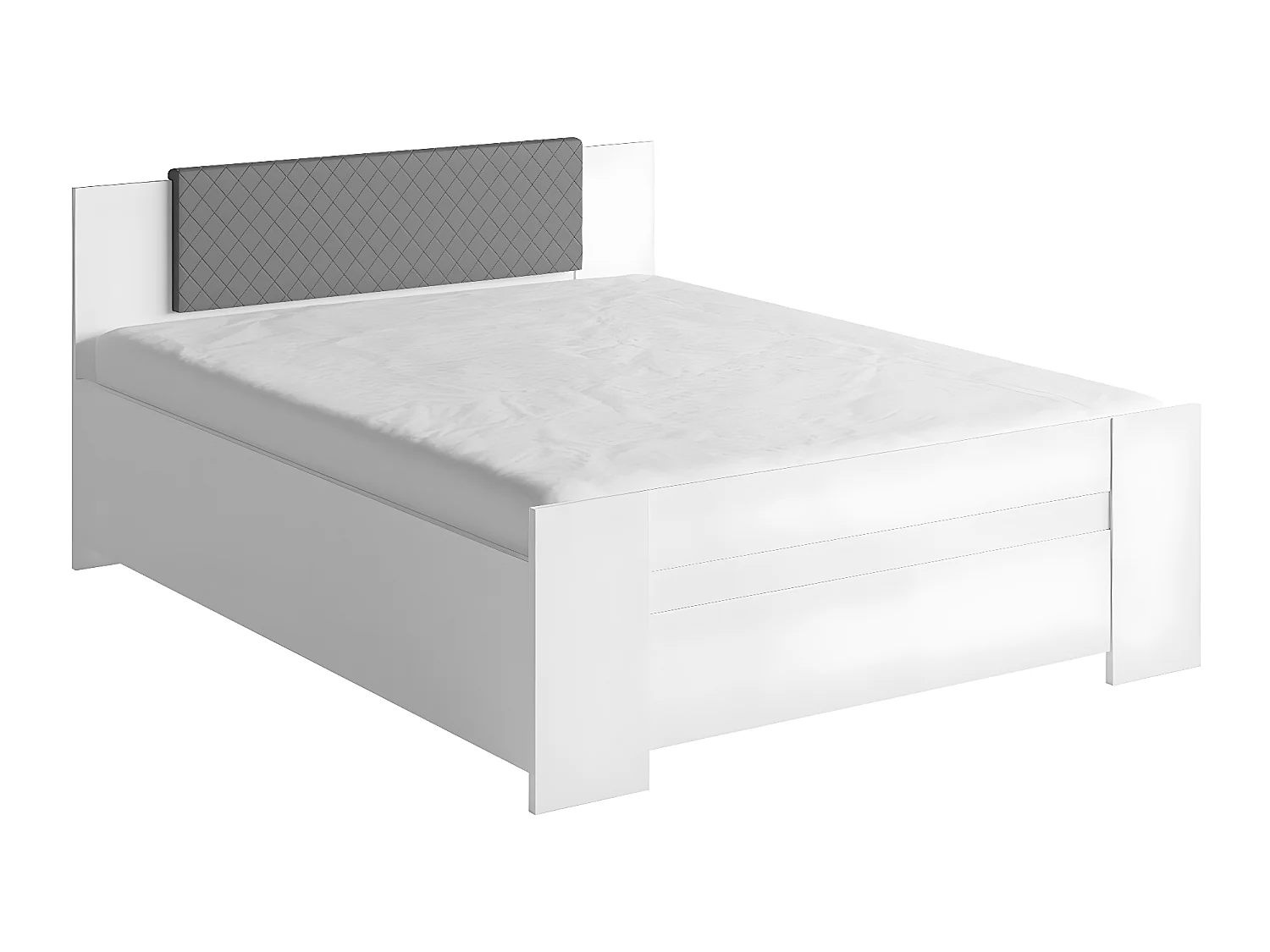 Cama Catromi 101, Doble, Blanco, 160x200, Aglomerado laminado, Somieres, 165x205x90cm