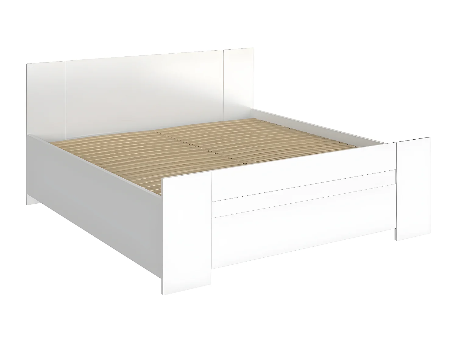 Cama Catromi 101, Doble, Blanco, 160x200, Aglomerado laminado, Somieres, 165x205x90cm