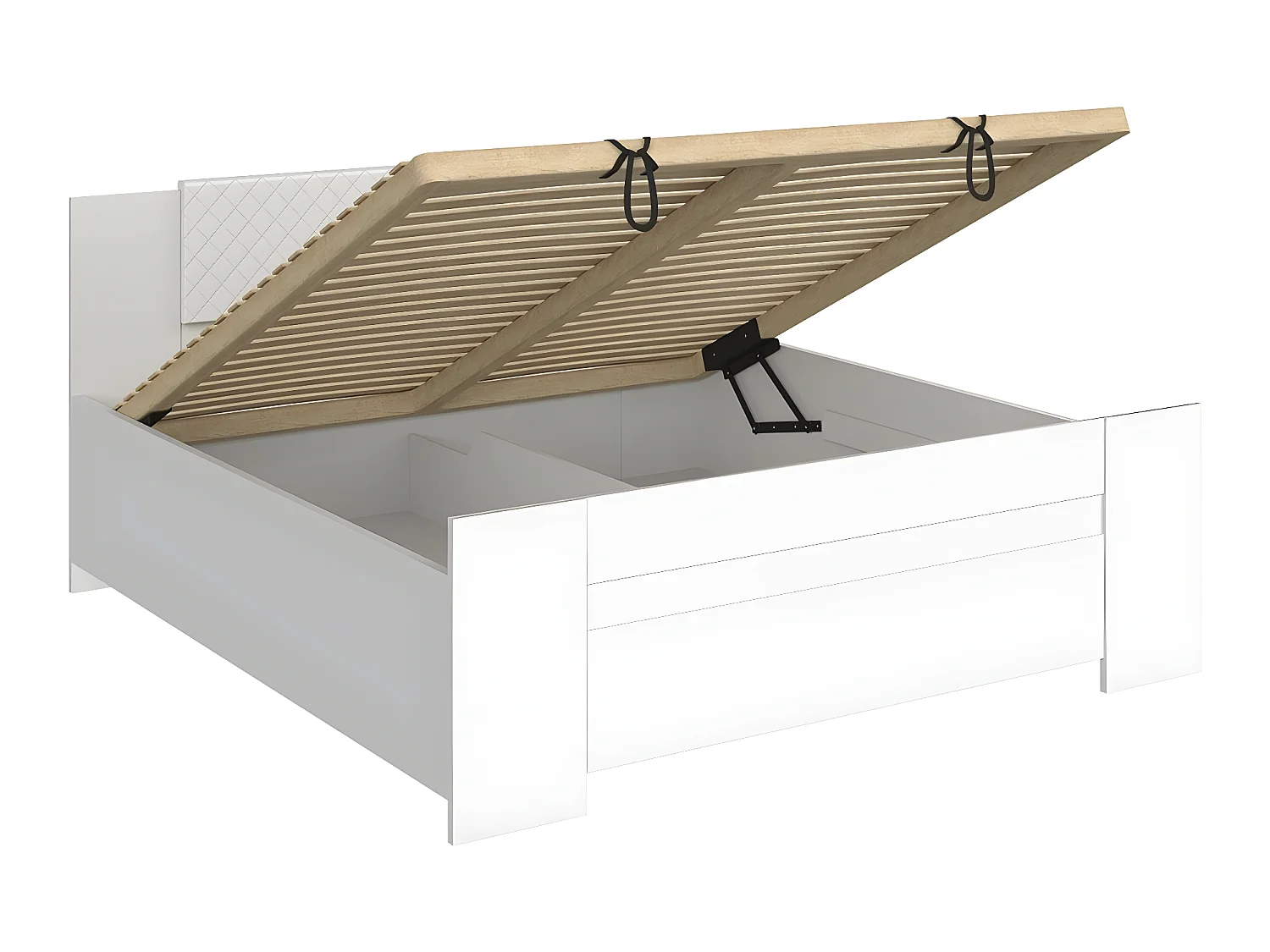 Cama Catromi 101, Doble, Blanco, 160x200, Aglomerado laminado, Somieres, 165x205x90cm