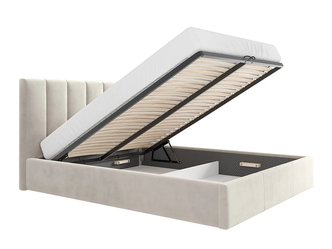 Cama ComfiDream Tirila I, Doble, Gris oscuro, Tapiz, Somieres