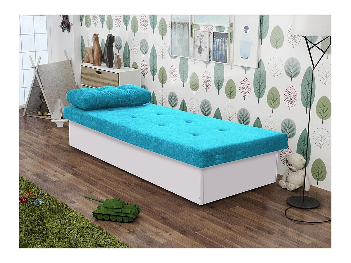 Letto Dover 100, Singolo, Turchese, 80x190, 80x190x39cm