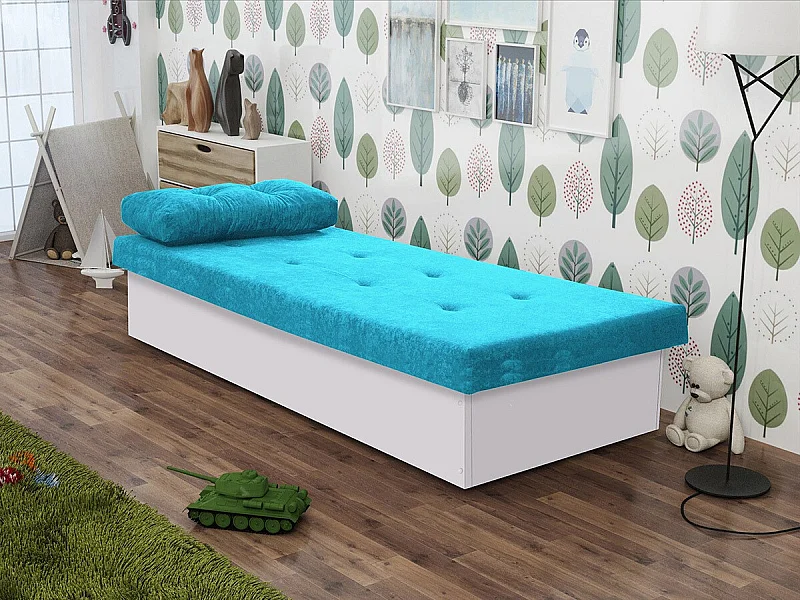 Letto Dover 100, Singolo, Turchese, 80x190, 80x190x39cm