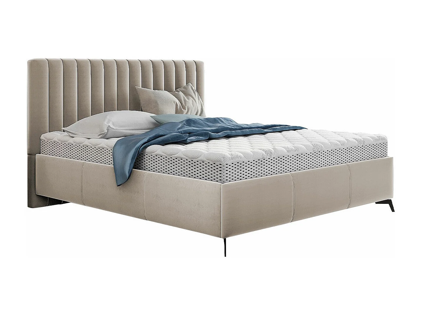 Lit ComfiDream 173, Double, Brun clair, 140x200, Tissu, Disponible, 149x216x106cm