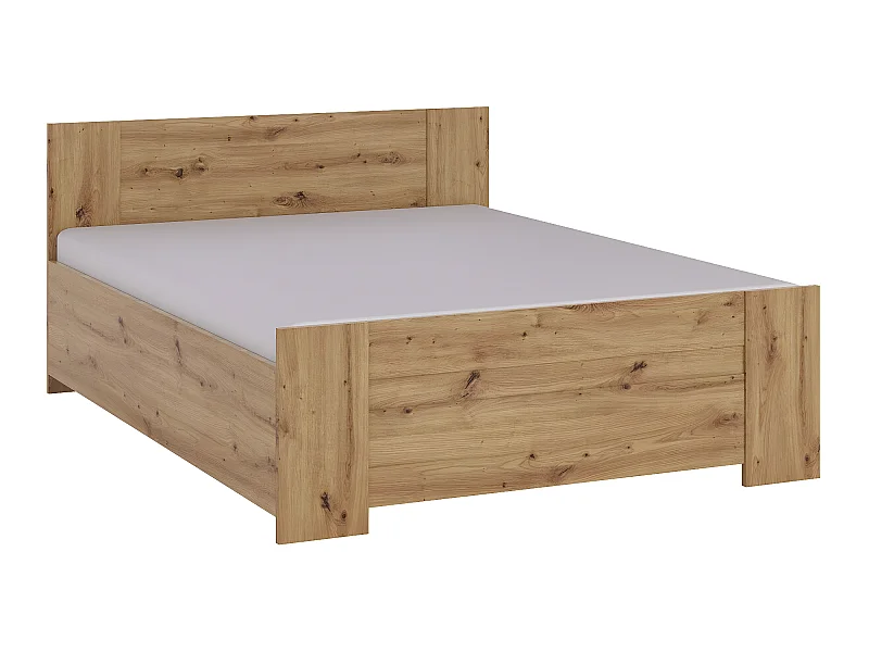 Cama Catromi 101, Doble, De color marrón claro, 160x200, Aglomerado laminado, Somieres,