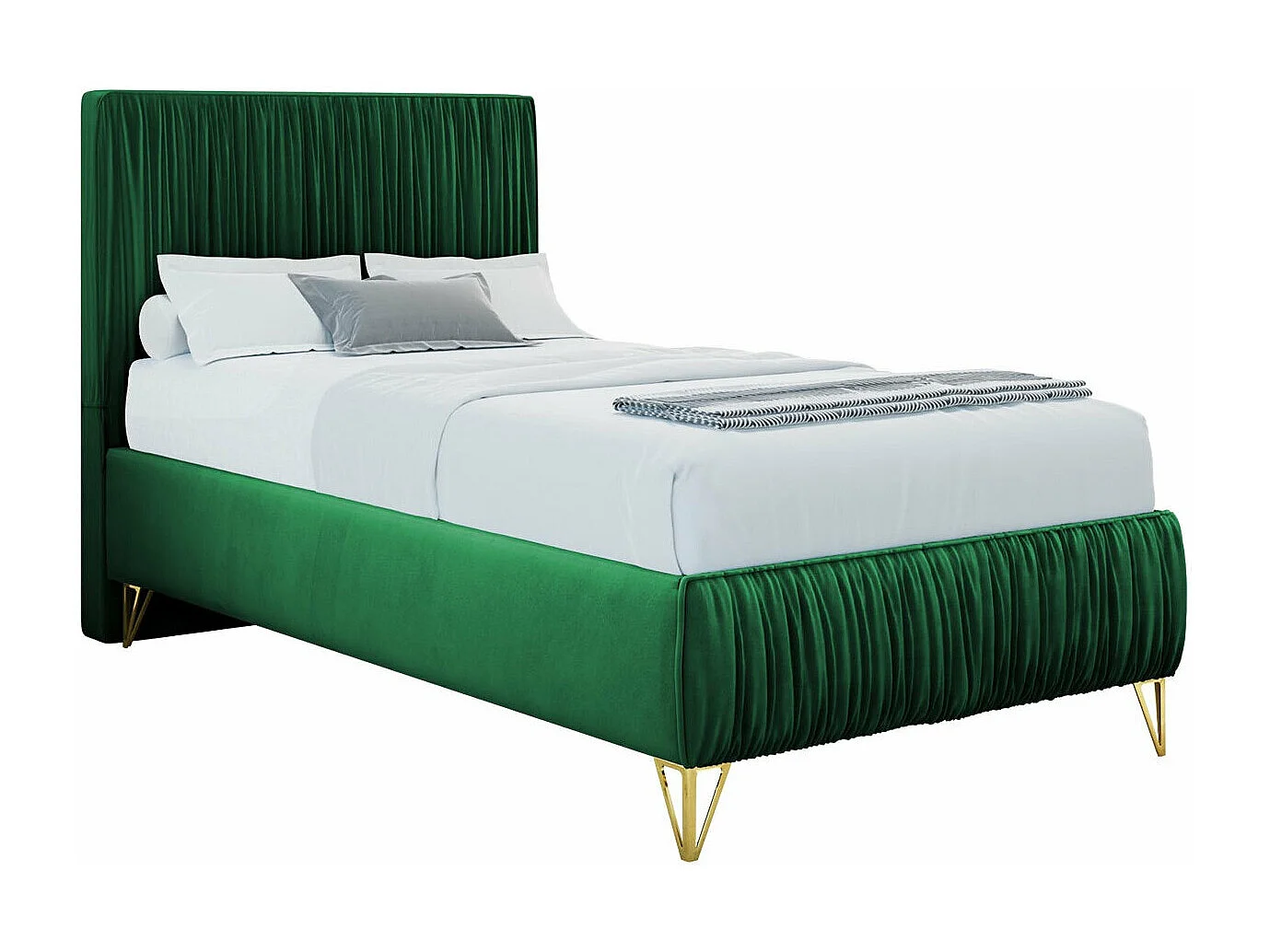 Cama Logan 112, Individuales, Verde, 90x200, Tapiz, Somieres, 90x209x120cm
