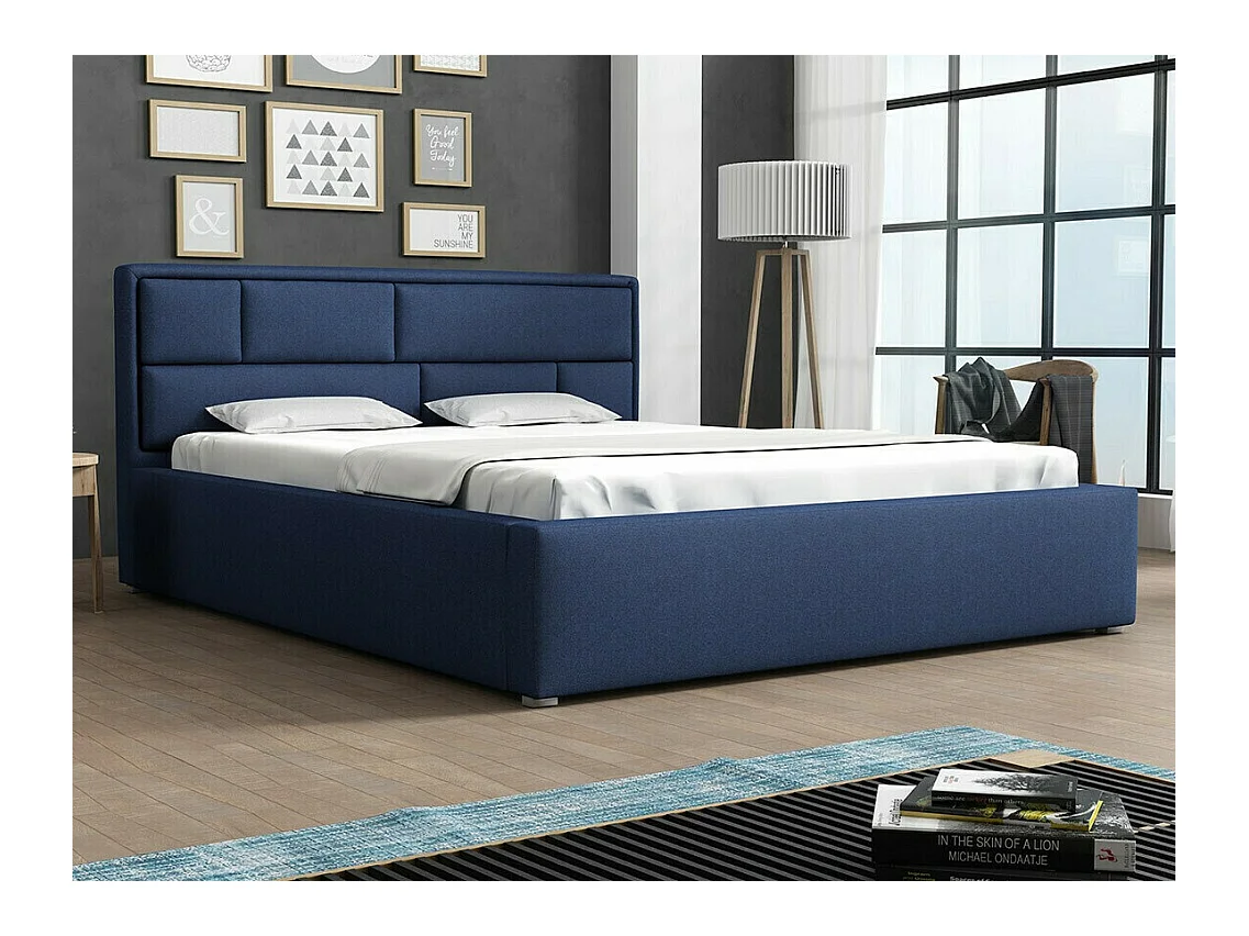 Letto Pomona 104, Doppio, Blu, 180x200, Arazzo, Con, 200x223x93cm