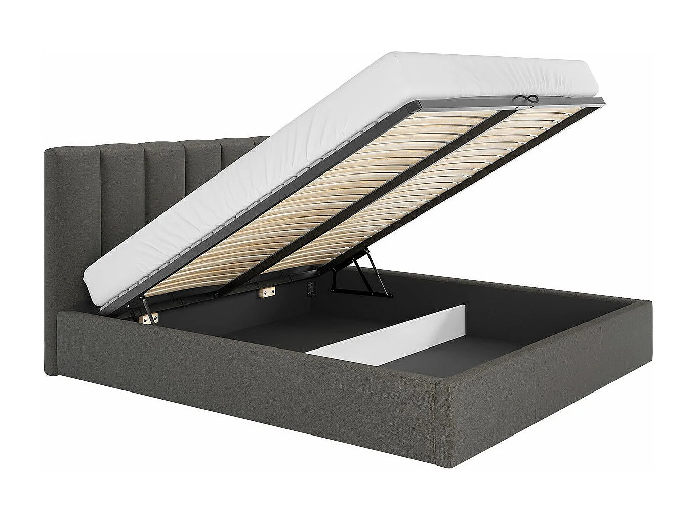 Lit ComfiDream 126, Double, Gris, 140x200, Tissu, Disponible, 150x213x106cm