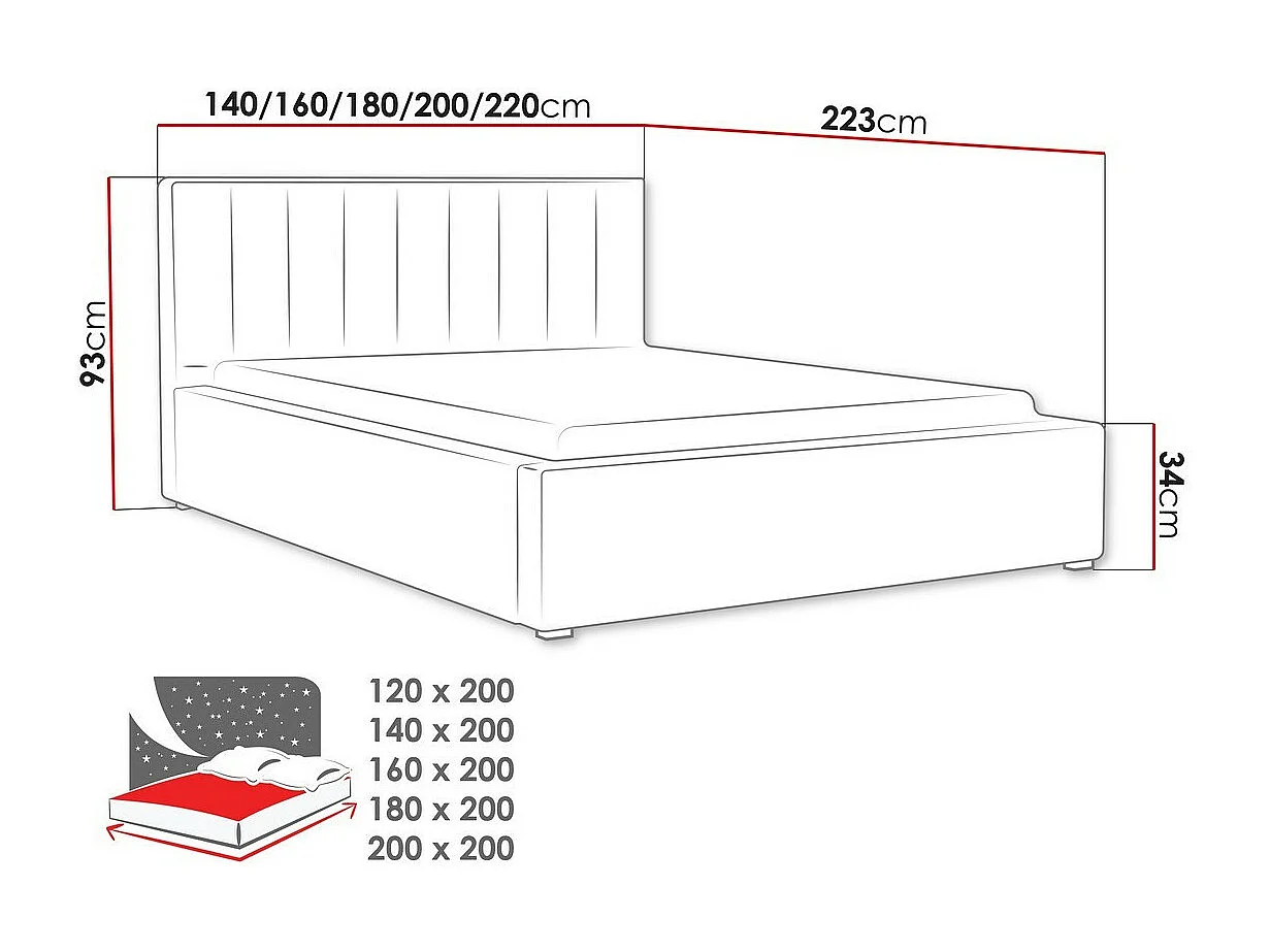 Cama Pomona 109, Individuales, De color marrón claro, 120x200, Tapiz, Somieres, 140x223cm