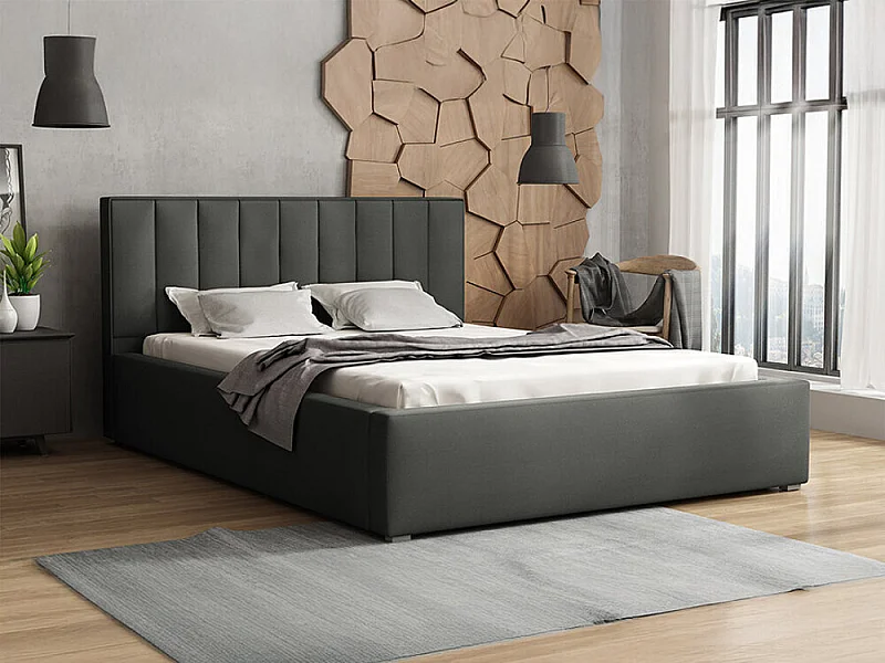 Letto Pomona 109, Singolo, Grigio, 120x200, Arazzo, Con, 140x223x93cm