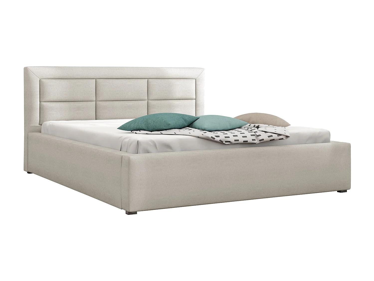 Letto Pomona 103, Doppio, Grigio, 160x200, Arazzo, Con, 180x223x93cm
