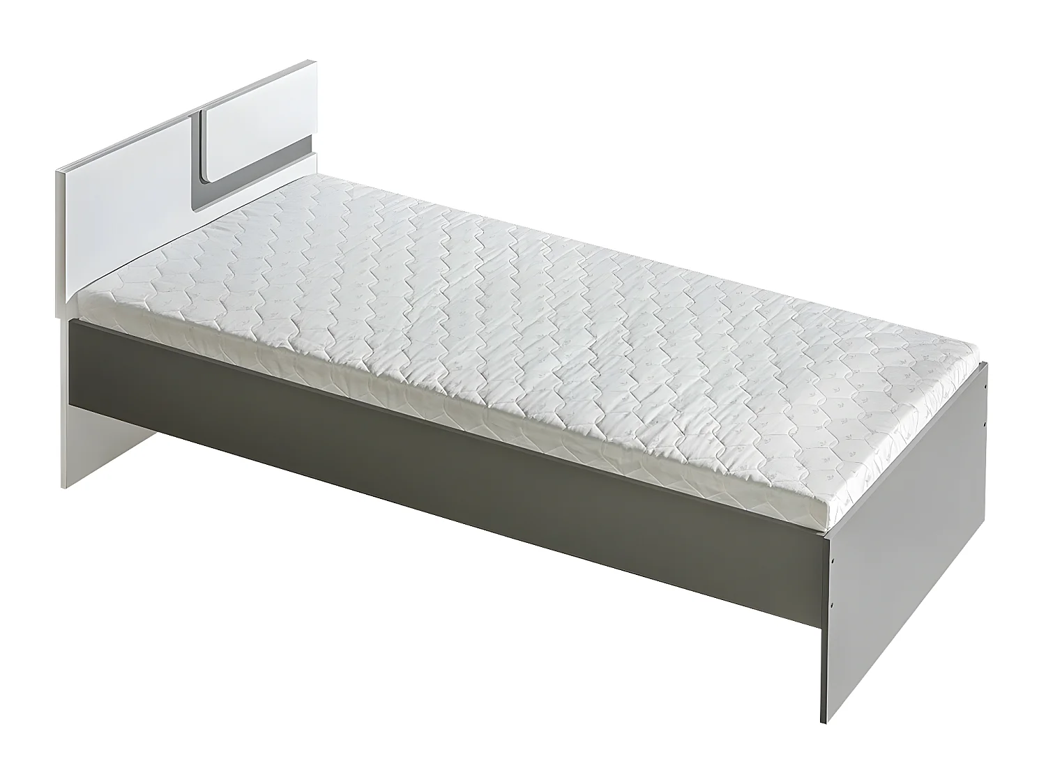 Letto Aviseve 103, Singolo, Grigio, 90x200, Truciolare laminato, Con, 95x205x76cm