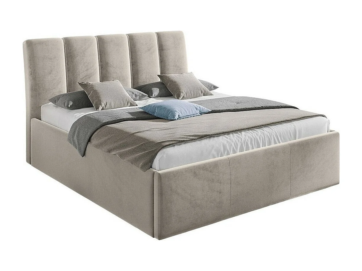 Lit ComfiDream 167, Double, Brun clair, 160x200, Tissu, Disponible, 172x219x118cm