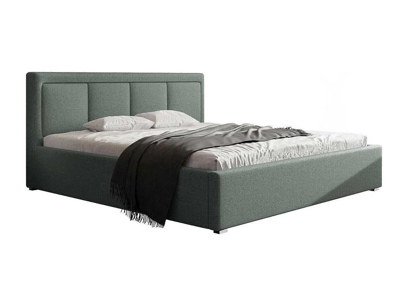 Cama Pomona 100, Doble, Verde, 200x200, Tapiz, Somieres, 220x223x93cm