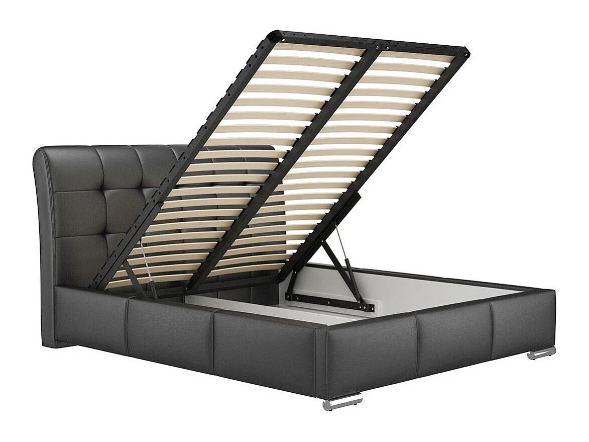 Lit Fructus, Double, Noir, Faux cuir, Disponible, 16x23x10cm