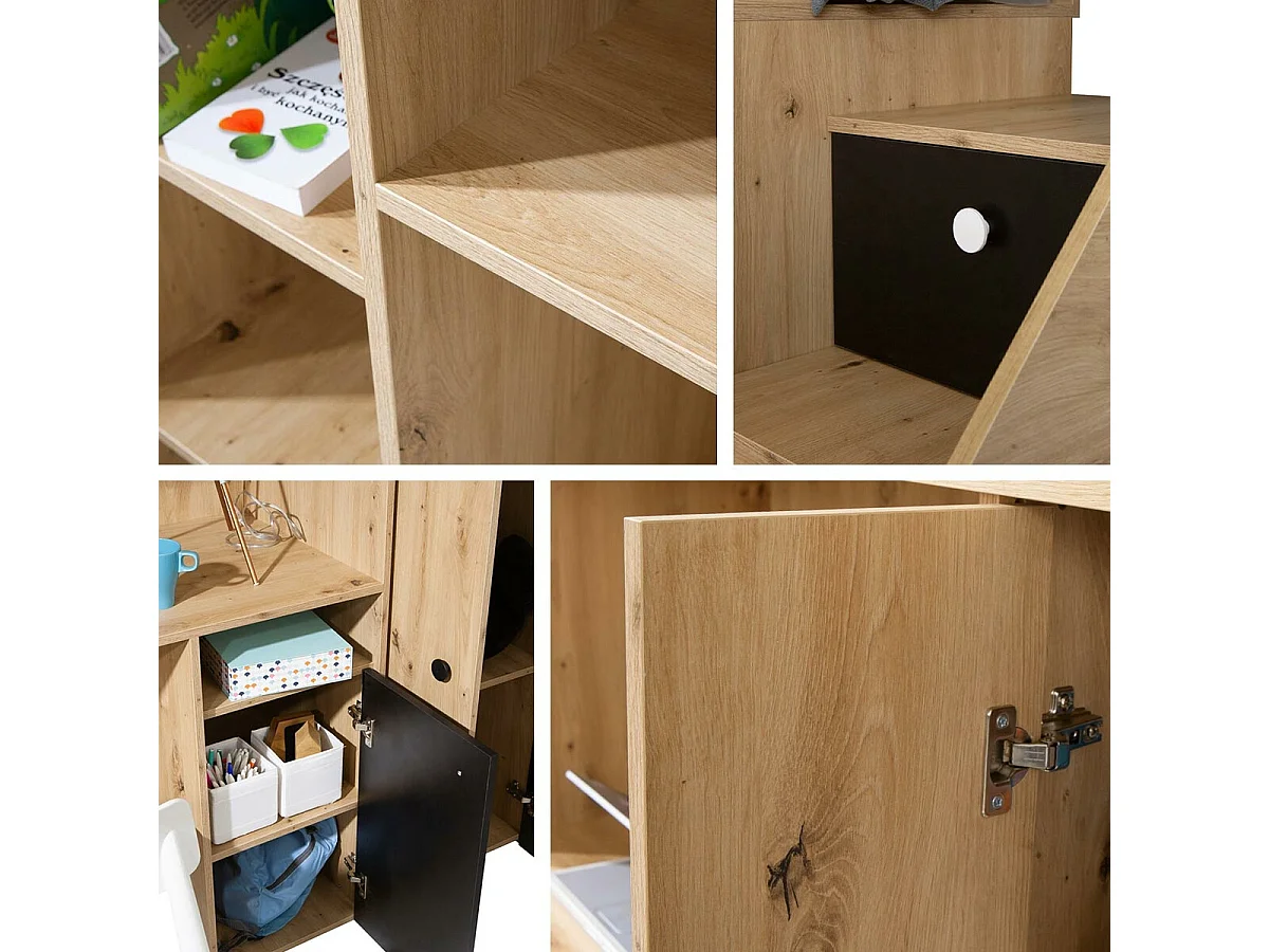 Lit haut Hartford 362, Unique, Brun clair, 90x200, Stratifié, Sommier à lattes, 125x247cm