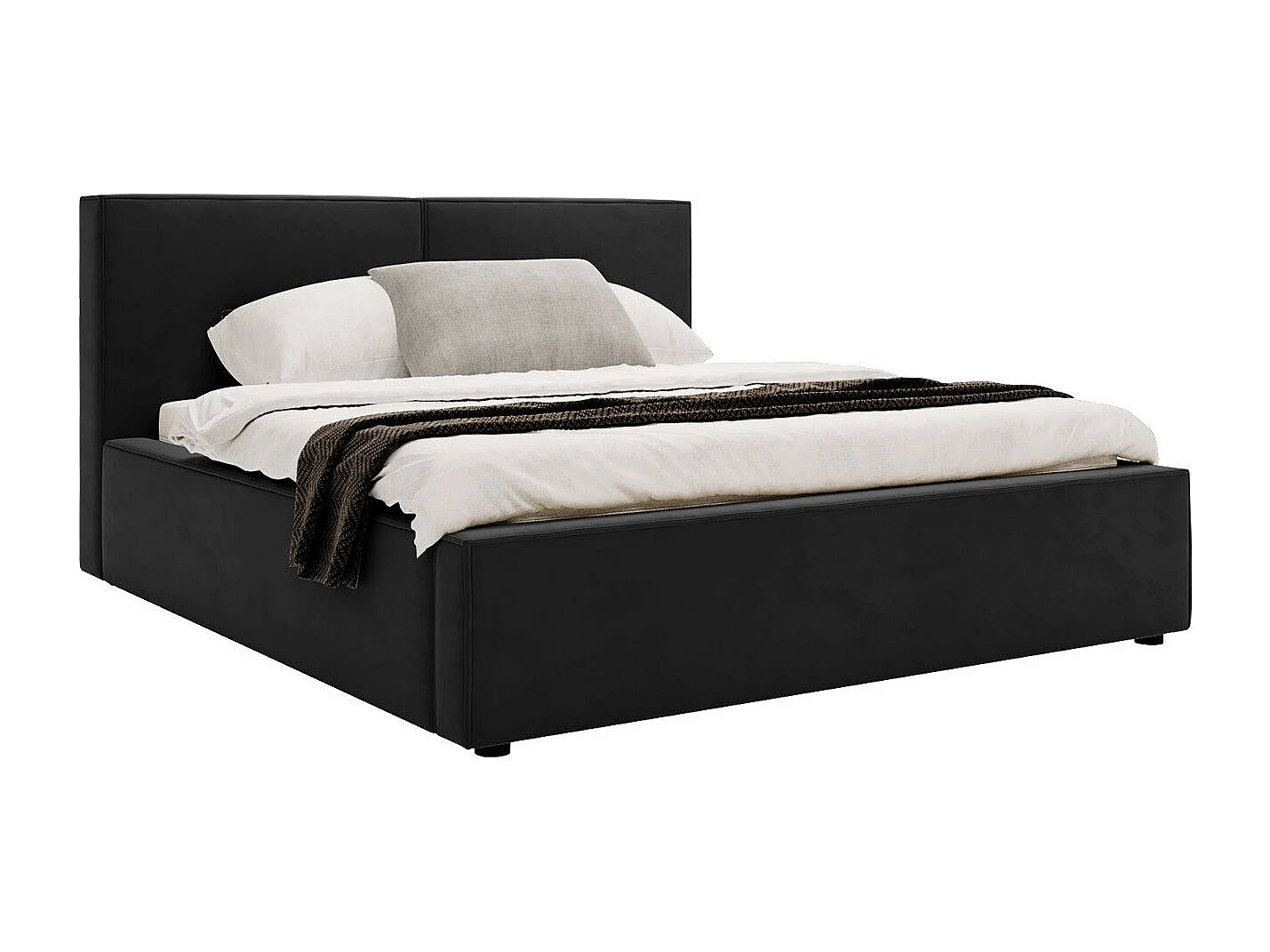 Cama TrendyNest 117, Casal, Preto, Tecido, Estrados de cama