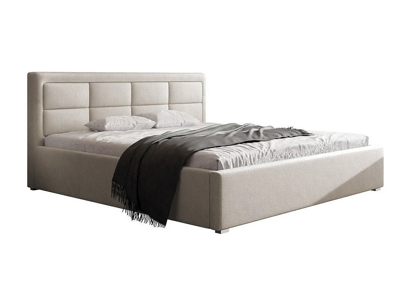 Cama Pomona 102, Doble, Gris, 180x200, Tapiz, Somieres, 200x223x93cm
