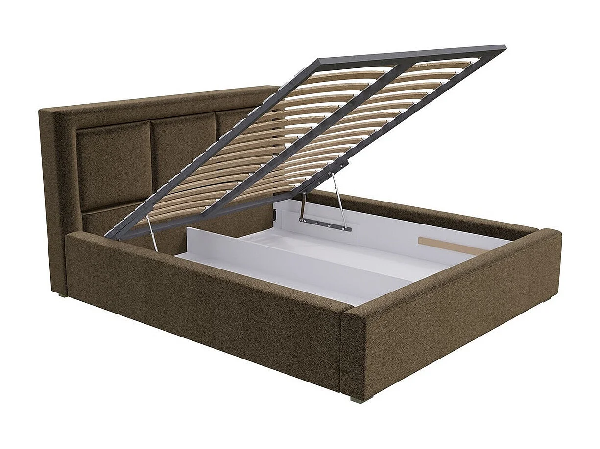 Cama Pomona 100, Casal, Castanho, Tecido, Estrados de cama, 20x22x9cm