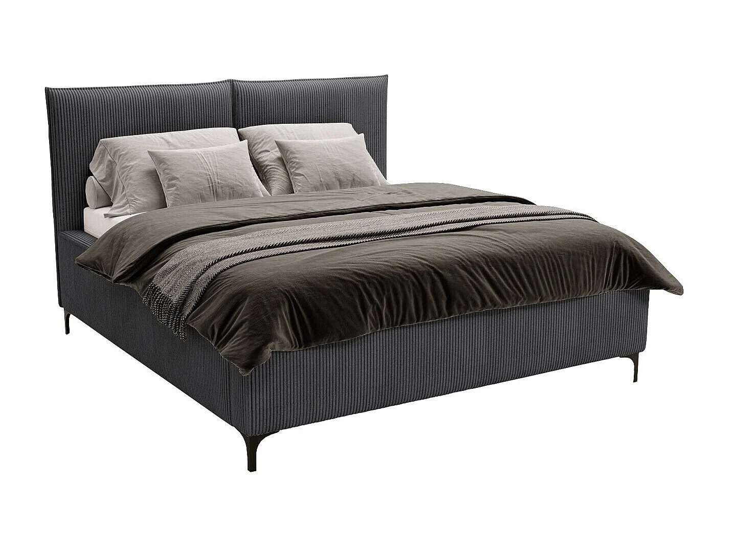 Cama Clovis 113, Doble, Gris, 180x200, Tapiz, Somieres, 200x214x108cm
