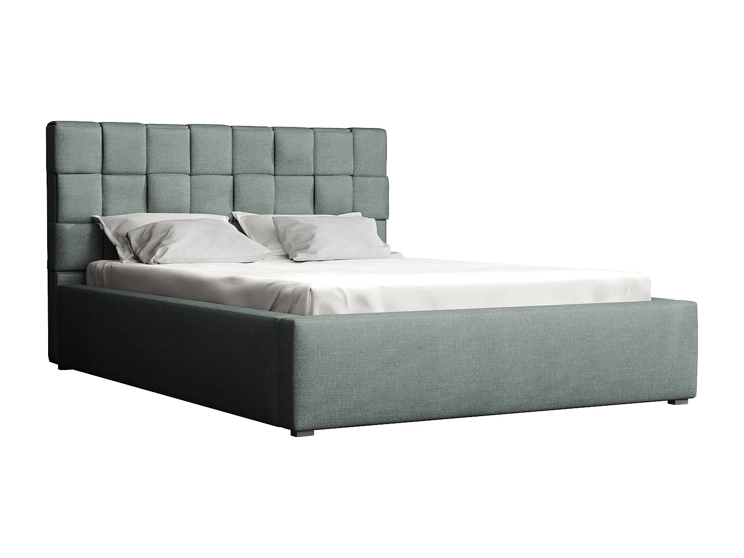 Cama Pomona 107, Doble, Turquesa, 160x200, Tapiz, Somieres, 180x223x93cm