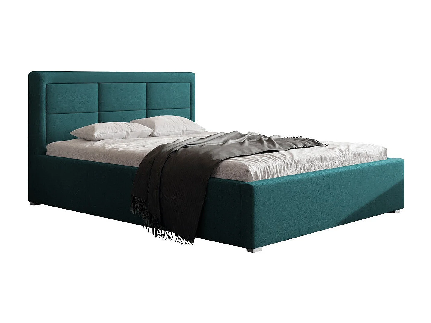 Cama Pomona 103, Solteiro, Turquesa, Tecido, Estrados de cama