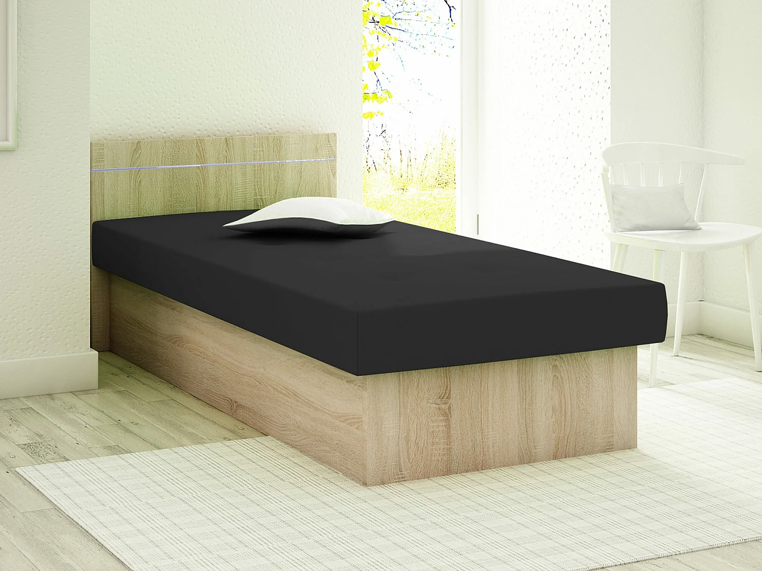 Cama Dover 101, Individuales, Negro, 80x190, 80x192x68cm