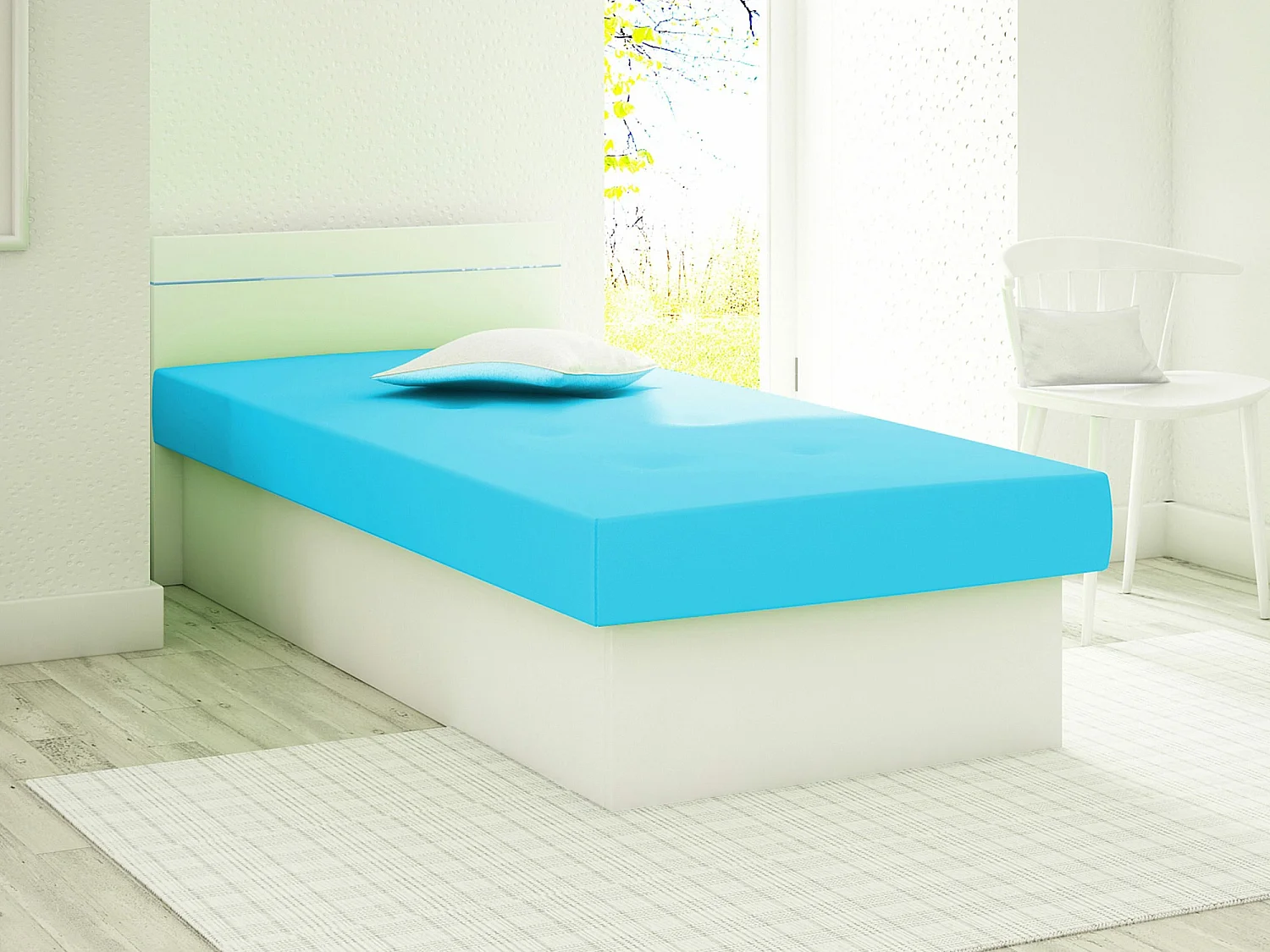 Lit Dover 101, Unique, Turquoise, 80x190, No, 80x192x68cm