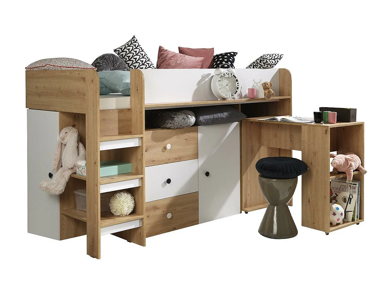 Litera Hartford 359, Individuales, De color marrón claro, 90x200, Aglomerado laminado,