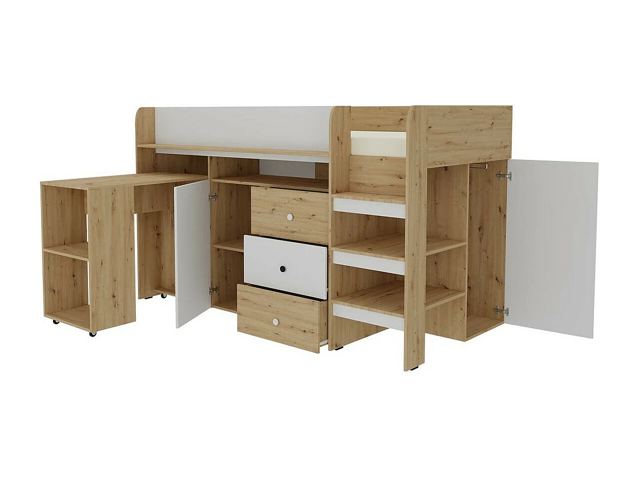 Litera Hartford 359, Individuales, De color marrón claro, 90x200, Aglomerado laminado,