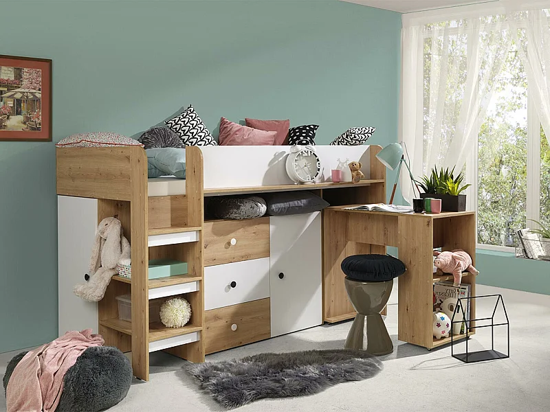 Litera Hartford 359, Individuales, De color marrón claro, 90x200, Aglomerado laminado,