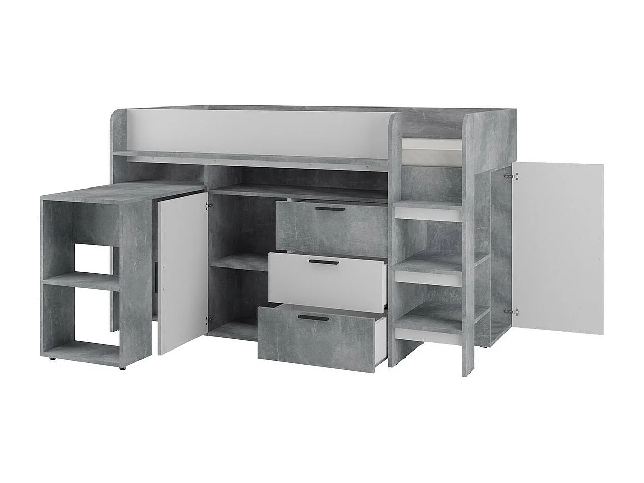 Litera Hartford 363, Individuales, Gris, 90x200, Aglomerado laminado, Somieres, 107x204cm