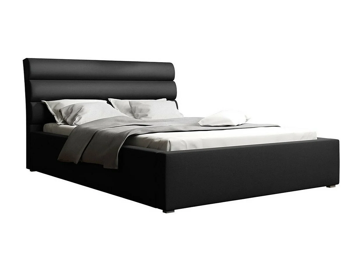 Cama Pomona 110, Casal, Preto, Tecido, Estrados de cama, 18x22x10cm