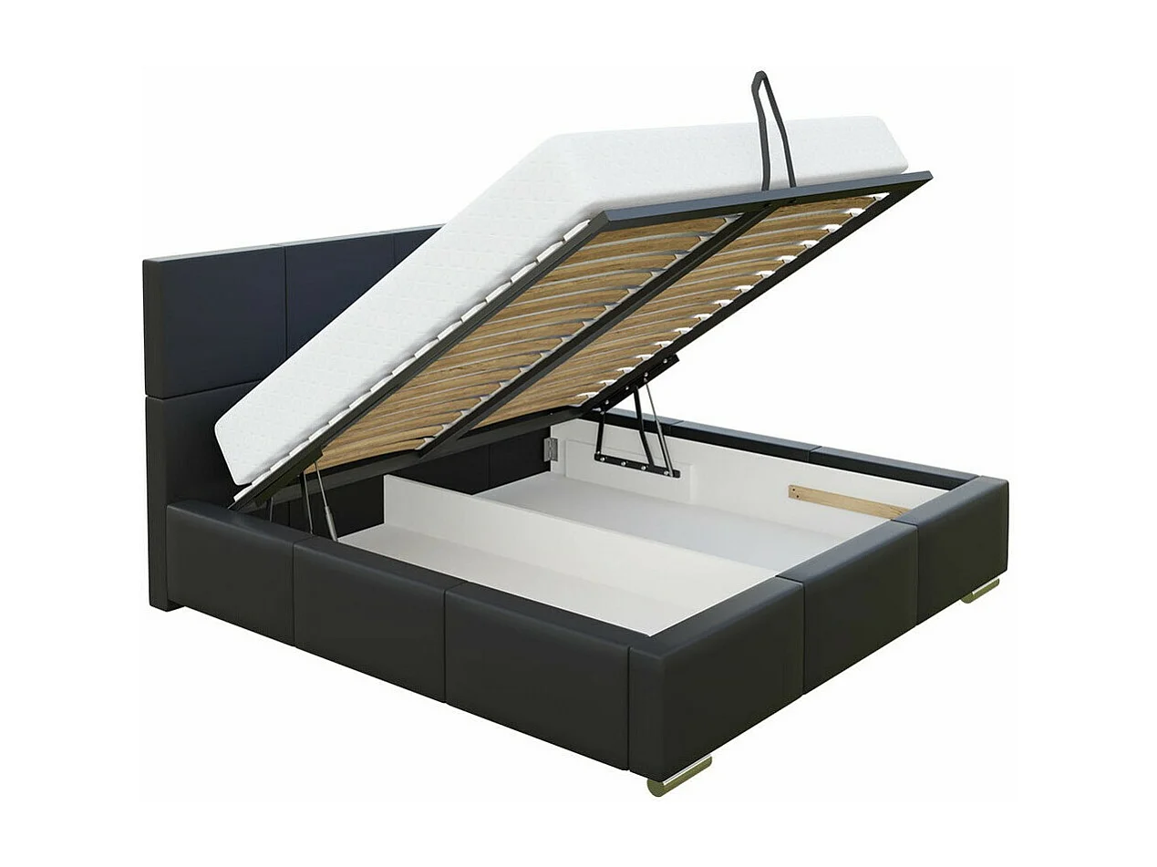 Lit Baltimore 122, Double, Gris, 180x200, Tissu, Disponible, 198x222x92cm