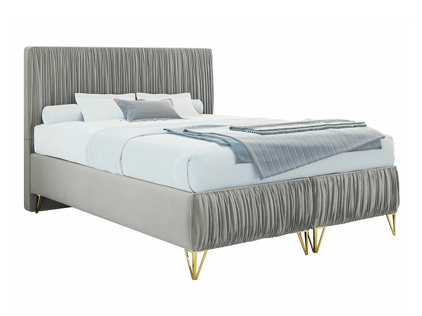 Lit Logan 112, Double, Gris clair, Tissu, Disponible, 18x21x12cm